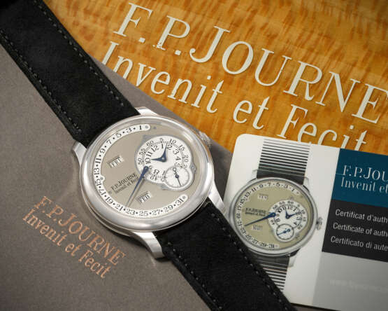 F. P. JOURNE. A RARE AND COVETED PLATINUM AUTOMATIC ANNUAL CALENDAR WRISTWATCH WITH RETROGRADE DATE - Foto 3