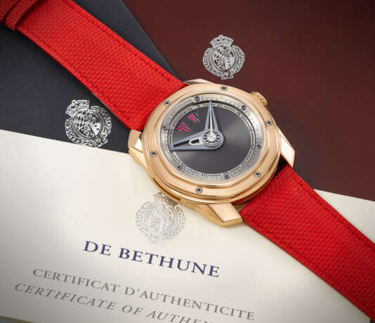 DE BETHUNE. A LARGE AND UNUSUAL 18K PINK GOLD AUTOMATIC WRISTWATCH WITH POWER RESERVE INDICATION - фото 3