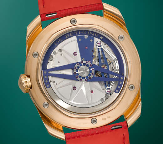 DE BETHUNE. A LARGE AND UNUSUAL 18K PINK GOLD AUTOMATIC WRISTWATCH WITH POWER RESERVE INDICATION - фото 4