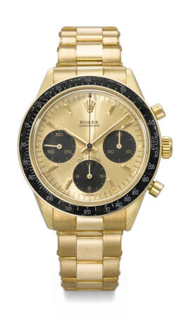 ROLEX. A RARE AND ATTRACTIVE 18K GOLD CHRONOGRAPH WRISTWATCH WITH BRACELET - фото 1