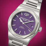 GIRARD-PERREGAUX. A UNIQUE AND HIGHLY ATTRACTIVE STAINLESS STEEL AUTOMATIC WRISTWATCH WITH SWEEP CENTRE SECONDS, DATE AND GUILLOCH&#201; PURPLE ENAMEL DIAL - photo 2