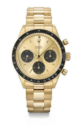 ROLEX. AN EXTREMELY RARE AND CHARMING 18K GOLD CHRONOGRAPH WRISTWATCH WITH BRACELET - Foto 1