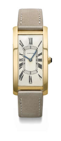 CARTIER. AN EXTREMELY RARE, ELEGANT AND LARGE RECTANGULAR CURVED 18K GOLD WRISTWATCH - photo 1