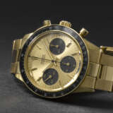 ROLEX. AN EXTREMELY RARE AND CHARMING 18K GOLD CHRONOGRAPH WRISTWATCH WITH BRACELET - Foto 6