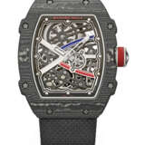 RICHARD MILLE. AN EXTREMELY RARE AND HIGHLY ATTRACTIVE LIGHTWEIGHT CARBON TPT&#174; AUTOMATIC SKELETONIZED WRISTWATCH - фото 1