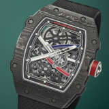 RICHARD MILLE. AN EXTREMELY RARE AND HIGHLY ATTRACTIVE LIGHTWEIGHT CARBON TPT&#174; AUTOMATIC SKELETONIZED WRISTWATCH - фото 2