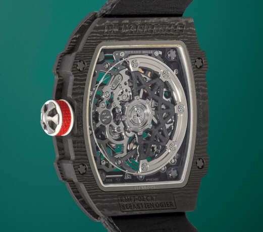 RICHARD MILLE. AN EXTREMELY RARE AND HIGHLY ATTRACTIVE LIGHTWEIGHT CARBON TPT&#174; AUTOMATIC SKELETONIZED WRISTWATCH - фото 3