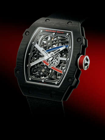 RICHARD MILLE. AN EXTREMELY RARE AND HIGHLY ATTRACTIVE LIGHTWEIGHT CARBON TPT&#174; AUTOMATIC SKELETONIZED WRISTWATCH - фото 4