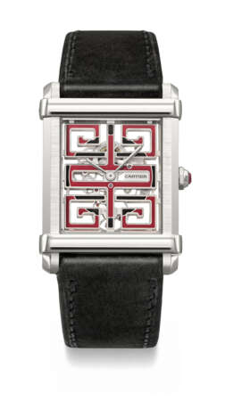 CARTIER. A POSSIBLY UNIQUE AND DISTINGUISHED PLATINUM SKELETONIZED WRISTWATCH - photo 1