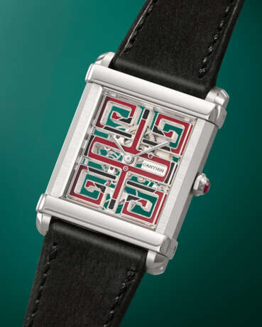 CARTIER. A POSSIBLY UNIQUE AND DISTINGUISHED PLATINUM SKELETONIZED WRISTWATCH - photo 2