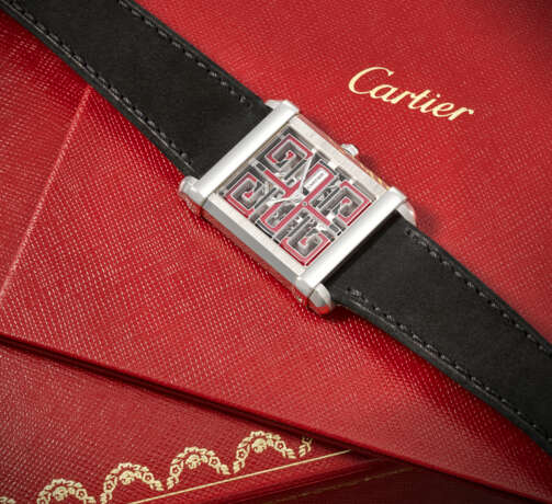 CARTIER. A POSSIBLY UNIQUE AND DISTINGUISHED PLATINUM SKELETONIZED WRISTWATCH - photo 3