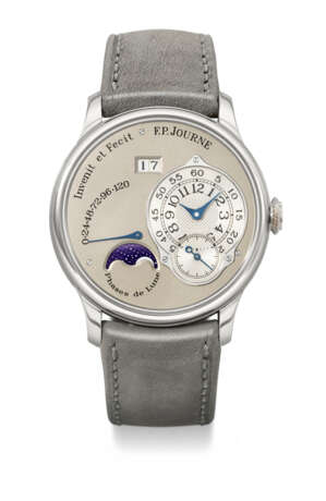 F.P. JOURNE. A VERY RARE AND TRANSITIONAL PLATINUM AUTOMATIC WRISTWATCH WITH MOON PHASES, DATE AND POWER RESERVE INDICATOR - photo 1