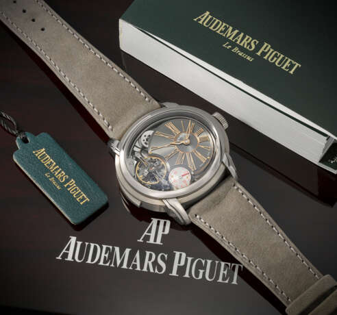 AUDEMARS PIGUET. AN EXTREMELY RARE, IMPRESSIVE AND LIGHT TITANIUM LIMITED EDITION OVAL SEMI-SKELETONIZED MINUTE REPEATING WRISTWATCH - photo 3