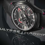 ULYSSE NARDIN. A UNIQUE AND HIGHLY ATTRACTIVE BLACK DLC-COATED TITANIUM AUTOMATIC WRISTWATCH WITH OVERSIZED SILICON OSCILLATOR, INSPIRED BY THE SIGNATURE COLOURS OF ELA - photo 6