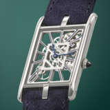 CARTIER. A VERY RARE AND UNUSUAL PLATINUM LIMITED EDITION SKELETONIZED ASYMETRICAL WRISTWATCH - photo 2