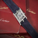 CARTIER. A VERY RARE AND UNUSUAL PLATINUM LIMITED EDITION SKELETONIZED ASYMETRICAL WRISTWATCH - photo 3