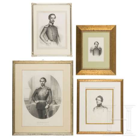 Vier bayerische Uniformportraits als gerahmte Lithographien, 19. Jhdt. - photo 1