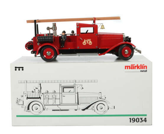 Feuerwehr Märklin, Löschfahrzeug 19034, Blech, rot… - photo 1