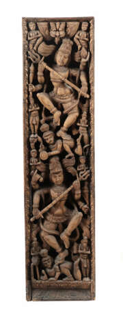 Figurenpaneel mit Shiva Indien, 19./20. Jh., Holz … - photo 1