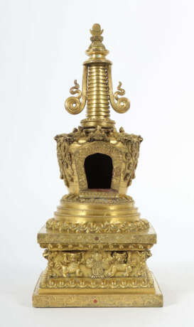 Stupa Nepal/Tibet, 19./20. Jh., schwere Bronze, fe… - Foto 3