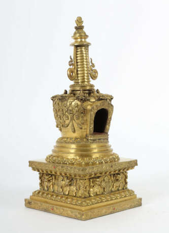 Stupa Nepal/Tibet, 19./20. Jh., schwere Bronze, fe… - Foto 4