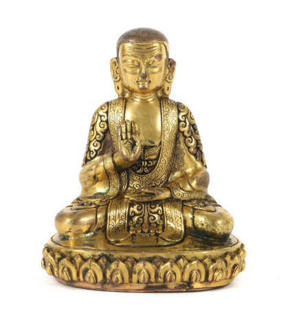 Mongolischer Buddha 19./20. Jh., Bronze, feuerverg… - photo 1