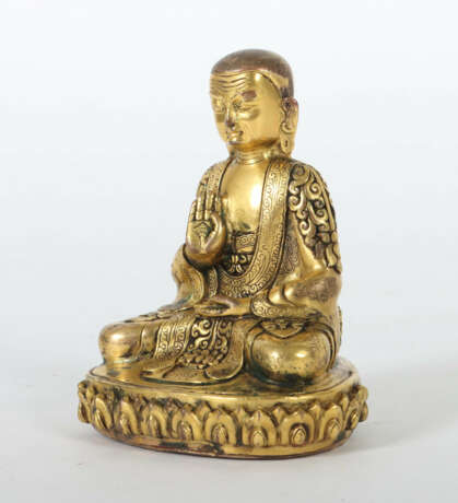 Mongolischer Buddha 19./20. Jh., Bronze, feuerverg… - photo 2