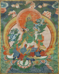 Thangka mit grüner Tara Tibet/Indien, 19. Jh., Gou…