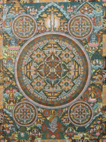 Mandala Thangka Nepal, 2. Hälfte 20. Jh., Gouache … - Foto 1