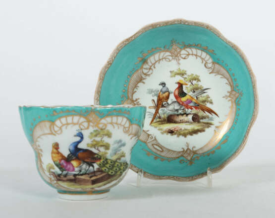 Meissen-Tasse & Untere mit Vogelmalerei 1850-1924,… - photo 1