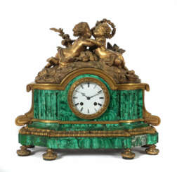 Napoleon III.-Figurenpendule mit Malachitgehäuse F…