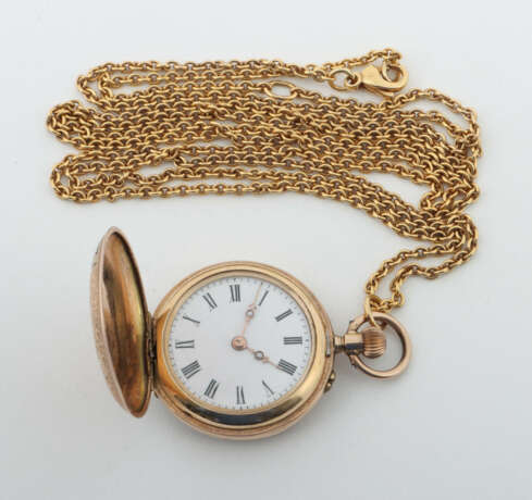 Damen-Taschenuhr an Kette um 1900/modern, Gelbgold… - photo 1