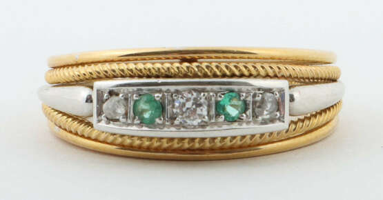 Ring mit Diamantrosen & Smaragden 1950er Jahre, Go… - фото 1