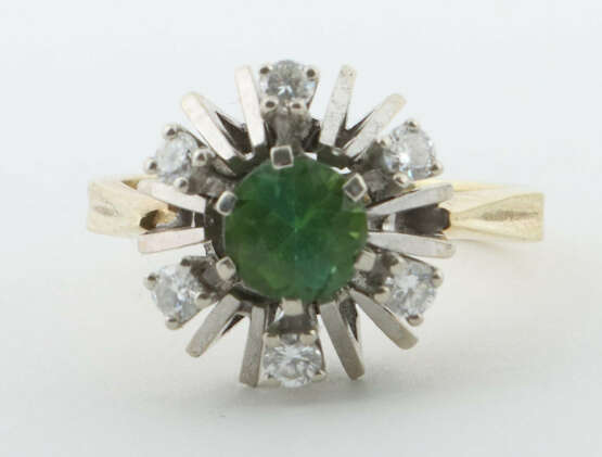 Ring mit Diamanten & Turmalin 1960er Jahre, Gelb- … - Foto 1