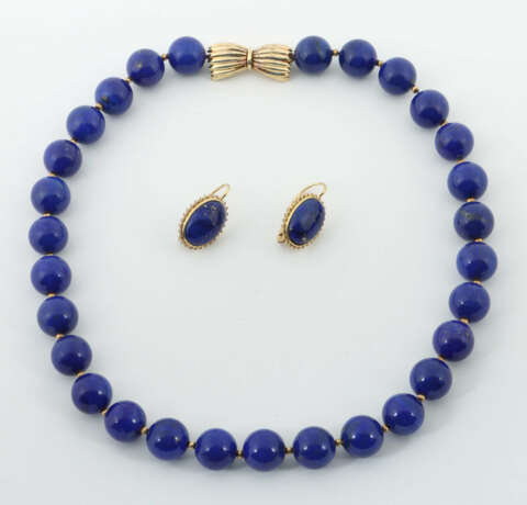 Schmuckset mit Lapislazuli modern, Gelbgold 750, c… - photo 1