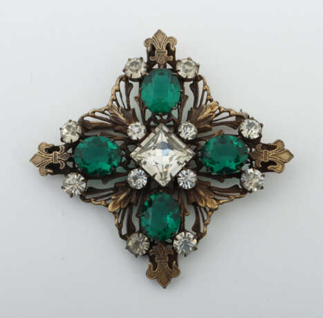 Modeschmuck-Brosche Joseff, um 1930, Metall/Farbst… - photo 1