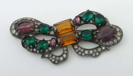 Modeschmuck-Brosche Eisenberg, um 1930, Metall/Far… - фото 1