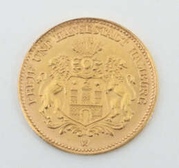 5 Mark-Goldmünze Hamburg, 1877, Gelbgold 900, ca. …