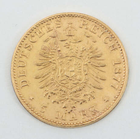 5 Mark-Goldmünze Hamburg, 1877, Gelbgold 900, ca. … - Foto 2