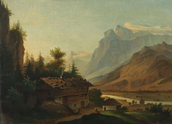 Maler des 19. Jh. ''Alpine Landschaft'', Bauernhau… - photo 1