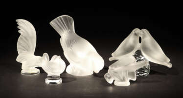 5 Tierfiguren 2x Lalique, Frankreich, 1x Toso Cesa…