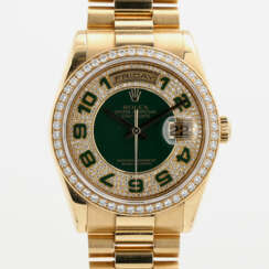 ROLEX Oyster Perpetual Day Date Armbanduhr, Ref. 118348, Baujahr ca. 2006/2007. Gelbgold 18K.