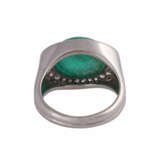 Ring mit Smaragdcabochon und Diamanten zusammen ca. 0,4 ct, - Foto 4