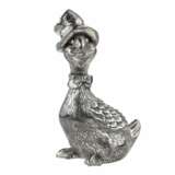 Figurine en argent d`une oie coiff&eacute;e d`un chapeau. Italie 20e si&egrave;cle Argent 20th century - photo 1