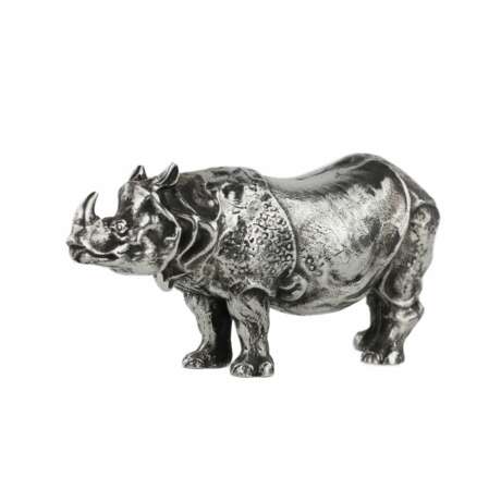 Figurine r&eacute;aliste en argent de Rhinoc&eacute;ros Italie 20&egrave;me si&egrave;cle. Silber realism 20th century - Foto 2