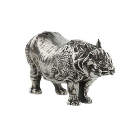 Figurine r&eacute;aliste en argent de Rhinoc&eacute;ros Italie 20&egrave;me si&egrave;cle. Silber realism 20th century - Foto 3