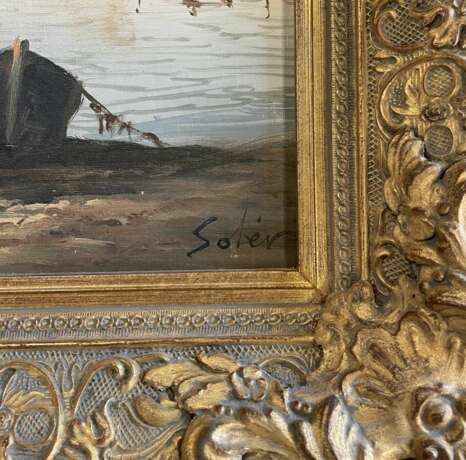 Sailing Boats in Harbor Oil on Canvas Mid-20th Century oil painting realism 20th century - photo 4