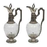 Glass decanters with silver finish 2 pcs. Glass At the turn of 19th -20th century - photo 1