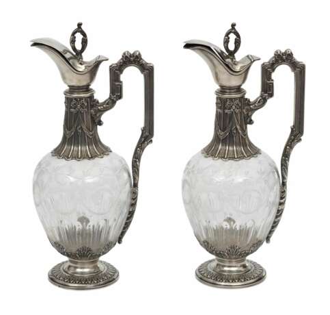 Glass decanters with silver finish 2 pcs. Glass At the turn of 19th -20th century - photo 1