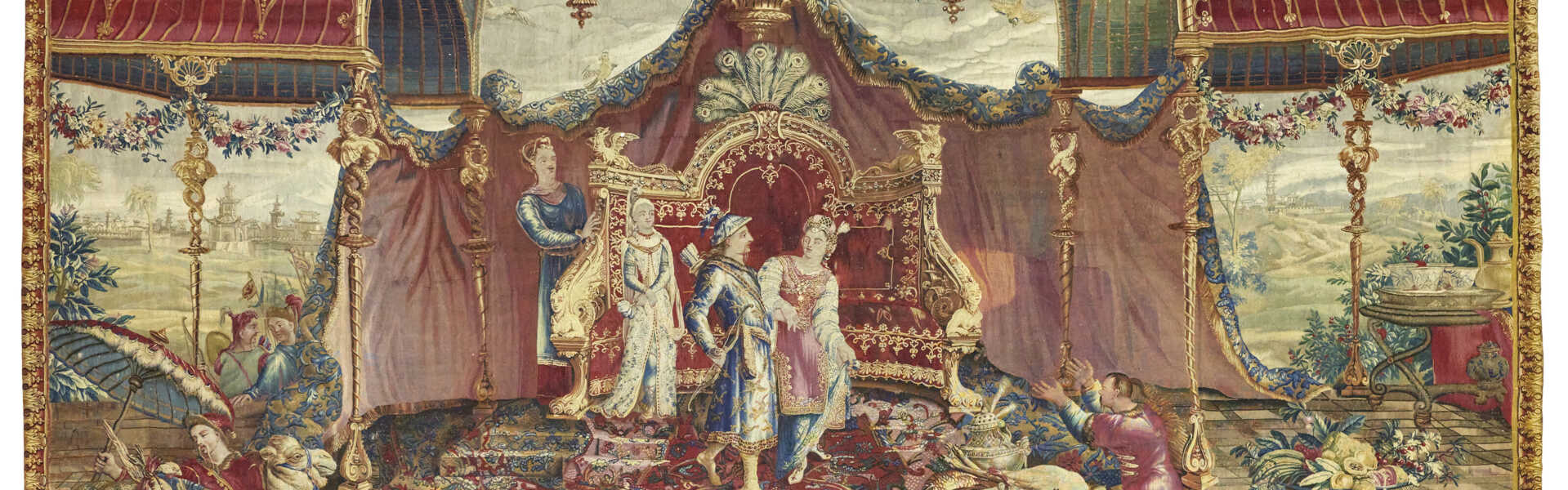 TAPISSERIE &quot;LE RETOUR DE CHASSE&quot; DE LA TENTURE DE &quot;L&#39;HISTOIRE DE L&#39;EMPEREUR DE CHINE&quot; D&#39;&#201;POQUE LOUIS XIV